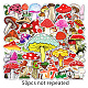 50 pièces 50 styles motif de champignon autocollants de scrapbooking en plastique pvc étanche STIC-PW0001-377-1