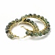 Natural Moss Agate Beaded Hoop Earrings for Women EJEW-C003-03G-RS-2