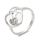 304 cuore in acciaio inossidabile con anello regolabile a cavallo da donna RJEW-M149-20P-3
