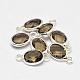 Oval Faceted Silver Color Plated Brass Glass Charms GLAA-O015-S-2