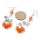 Natural Dyed Mashan Jade Flower with Acrylic Beaded Dangle Earrings EJEW-JE05419-01-2