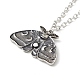 Alloy Moon Phase Moth Pendant Necklace NJEW-G056-04AS-1