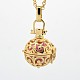 Golden Tone Brass Pregnancy Chime Ball Pendant Necklaces NJEW-F053-02G-03-1