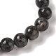 Браслеты из круглых бусин из натурального ларвикита диаметром 8 мм. BJEW-C067-01B-07-3