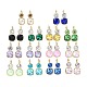 Glass Square Leverback Earrings EJEW-P245-02G-1