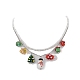 Doppellagige Halskette mit Glasperlen und 304 Edelstahl-Kabelkette NJEW-TA00074-4