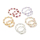 Set di braccialetti elastici con perle di vetro a cuore scintillante per bambini e genitori BJEW-JB07185-1