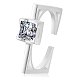 Rhodium Plated 925 Sterling Silver Rectangle Open Cuff Ring JR907A-1