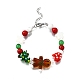 Браслеты из бисера ручной работы из стекла и натуральных камней на рождественскую тематику для женщин BJEW-TA00657-2