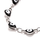Enamel Heart with Evil Eye Link Chains Bracelet BJEW-P271-07P-03-2