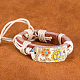 Adjustable Casual Unisex Flower and Peace Sign Leather Bracelets BJEW-BB15619-8