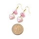 3 paio di 3 ciondoli smaltati in lega rosa stile e orecchini pendenti con perline in resina EJEW-JE05030-03-3