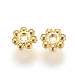 Alliage daisy séparateurs perles de style tibétain, sans cadmium et sans plomb, fleur, or, 4x1.5mm, Trou: 1mm
