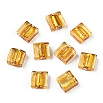 Бусины ручной работы бусины серебряной фольгой, квадратный, желтое шампанское, 12x12x6 мм
