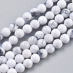 Natürliche Howlith Perlen Stränge, Runde, weiß, 8 mm, Bohrung: 1 mm, ca. 24 Stk. / Strang, 7.6 Zoll
