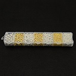 1 fer boîte de couleur mixte séparateurs perles rondes, 2~5mm, Trou: 1~1.5mm, environ 105,g/boîte