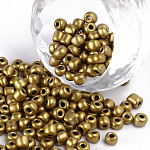 Granos de semilla de vidrio de pintura para hornear, vara de oro, 6/0, 4~5x3~4mm, agujero: 1~2 mm, aproximamente 4500 unidades / bolsa