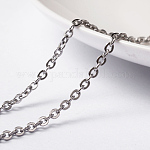304 Stainless Steel Cable Chains, Unwelded, with Spool, Flat Oval, Stainless Steel Color, 3x2.5x0.6mm, about 65.61 Feet(20m)/roll