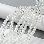 Chapelets de perles en verre craquelé peints à la bombe, ronde, clair, 4mm, Trou: 1.1~1.3mm, Environ 200 pcs/chapelet, 31.4 pouce
