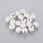 Brass Textured Beads, Silver Color Plated, Round, 10mm, hole: 1.8mm