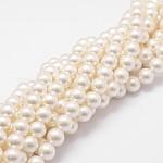 Shell-Perle Perle Stränge, lose Perlen für die Schmuckherstellung, Klasse A, Runde, Blumenweiß, 6 mm, Bohrung: 0.8 mm, ca. 62 Stk. / Strang, 16 Zoll