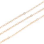 Brass Cable Chains, Soldered, Flat Oval, Real 18K Gold Plated, 2.5x2.1x0.3mm