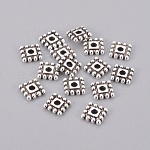 Perles de séparateur de style tibétain , Sans cadmium & sans nickel & sans plomb, carrée, argent antique, 7x7x2mm, Trou: 2mm