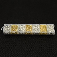 1 Box Mischfarbe Eisen Runde Zwischenperlen IFIN-X0002-01-B