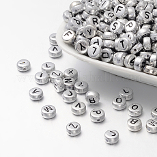 Wholesale Silver Color Plated Acrylic Horizontal Hole Letter Beads 