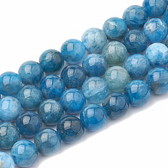 Cuentas naturales de apatita hebras, teñido, redondo, 6~7mm, agujero: 1 mm, aproximamente 60~67 pcs / cadena, 15.7 pulgada