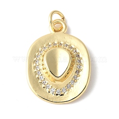 Pendenti in zirconi cubici trasparenti in micro pavè di ottone,  cadmio& piombo libero, cappello da cowboy, vero placcato oro 18k, 21x15x5mm, Foro: 3.5 mm