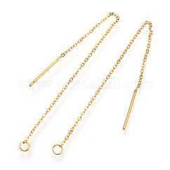 Accesorios para pendientes de acero inoxidable 304, hilos de oreja, dorado, 98x0.5mm, pin: 0.8 mm