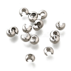 Cache-perles à écraser en acier inoxydable 304, couleur inoxydable, 4x3.5x2.5mm