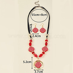 Комплекты из акриловых подвесок в виде ромбов с узором «тартан» и серег-подвесок&nbsp;FS-WG95887-01