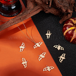 ハロウィンをテーマにした真鍮ペンダント10個  バット  14x23.5x1.5mm  穴：1.4mm&nbsp;KK-BBC0015-68D