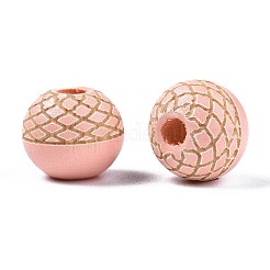 Perles de bois naturel peintes&nbsp;WOOD-S057-072P