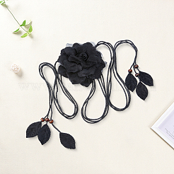 Ceintures à nouer en polyester avec nœud à fleurs&nbsp;AJEW-GF0014-10B