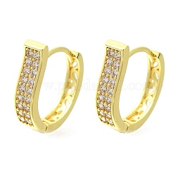 Серьги-кольца из латуни с прозрачным фианитом EJEW-M047-16G