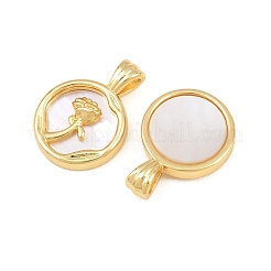 Pendentifs en laiton avec coquillage blanc&nbsp;CU-CBA9482-04G-04