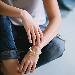 Эластичный круглый браслет из натурального розового кварца и синтетической бирюзы с бусинами BJEW-PH01531-01