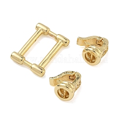Прямоугольные латунные застежки с микропаве из прозрачных кубических цирконий&nbsp;KK-Z143-19G