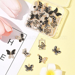 28шт 6 стиля подвески из сплава со стразами&nbsp;ENAM-FS0002-67