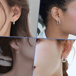 1 пара 925 серег-колец из стерлингового серебра&nbsp;EJEW-BBC0001-83P