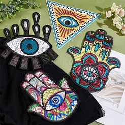 4 шт. 4 стиля компьютерной вышивки на ткани самоклеящиеся патчи с пайетками DIY-AR0002-42