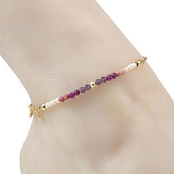 Natürliche Amethyst- und Perlen-Schmetterlings-Fußkettchen&nbsp;AJEW-AN00795-02
