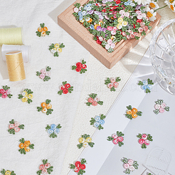 160 Stück 8 Farben Blumenmuster wasserlösliche computergesteuerte Stickapplikationen&nbsp;DIY-CY0003-16