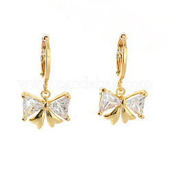 Элегантные латунные серьги-кольца с прозрачным кубическим цирконием в форме банта LP5969