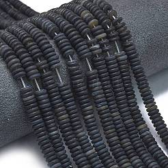 Нити бусин из натурального матового черного агата&nbsp;G-K389-C01-01