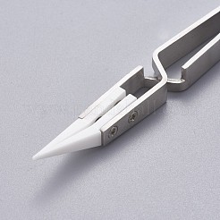 ステンレス製のビーズピンセット  磁器と  ステンレス鋼色  13.4~13.5x0.95cm&nbsp;TOOL-F006-07B