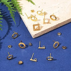 16 шт. 4 стиля фурнитуры для сережек-гвоздиков из нержавеющей стали 304 STAS-FS0001-83G